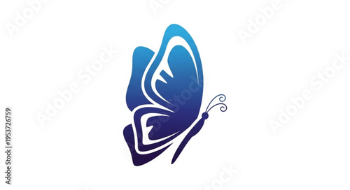 Elegant Blue Butterfly Illustration with Detailed Wing Design and Antennae.