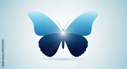 фотографія Elegant Blue Butterfly Silhouette with a Central Luminous Glow.