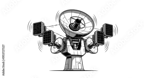 Advanced Communication Array with Satellite Dish and Radar Systems