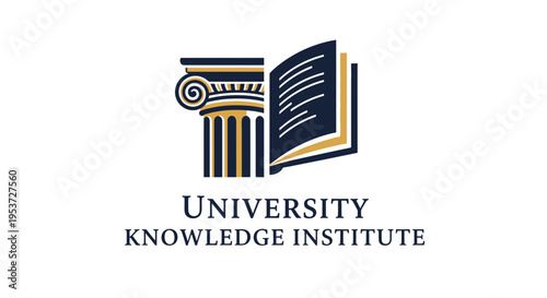 Academic Pillar with Open Book Symbolizing Higher Education and Knowledge