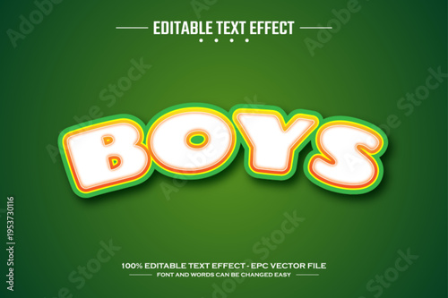 Boys 3D editable text effect template