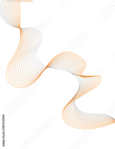 Abstract Flowing Lines Wave Design With Minimal Yellow and Gray Ribbon Curves on White Background.