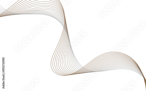 Flowing Lines Wave Design With Minimal Yellow and Gray Ribbon Curves on White Background.