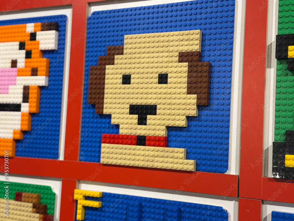 Fototapeta premium Lego pixel-art dog face