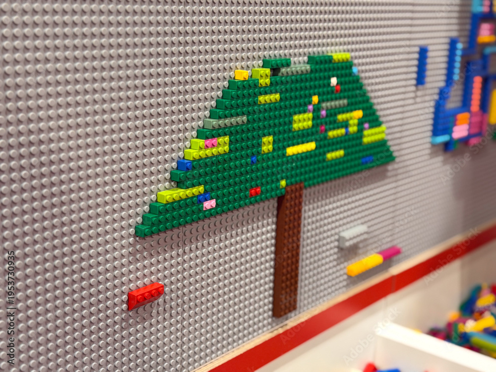 Fototapeta premium Lego christmas tree on pegboard