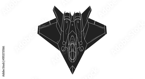 Advanced Military Aircraft Top View Illustration