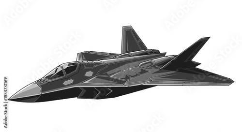 Advanced Military Aircraft Soaring Through the Sky, Powerful Jet Fighter