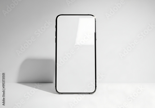 Modern smartphone with blank screen and shadow with mobile phone
