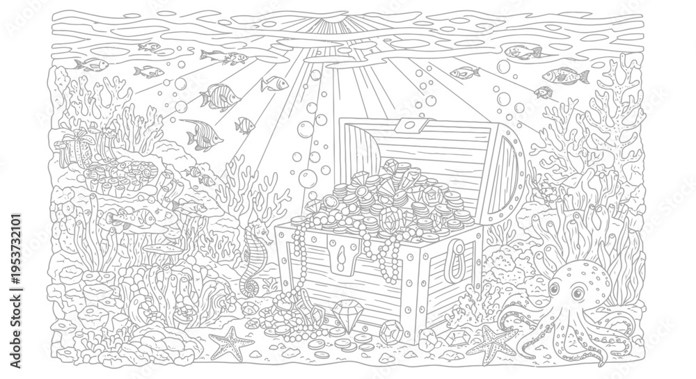Obraz premium Peaceful garden landscape with cottage, trees, and winding path illustration.