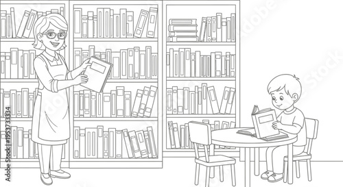 Children exploring books in a cozy library corner during a learning session.