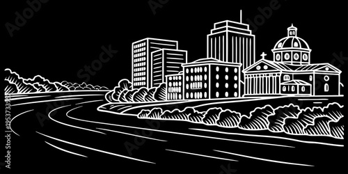 USA, US, U.S, United States - Richmond skyline river minimal svg simple vector design 
