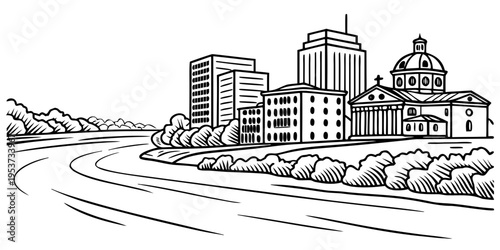 USA, US, U.S, United States - Richmond skyline river minimal svg simple vector design 
