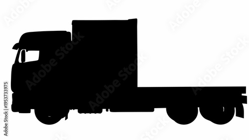 Semi truck silhouette side view on white background long haul transportation symbol black truck vector illustration