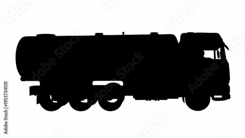 Silhouette of a fuel tanker truck on a white background oil and gas transportation vehicle