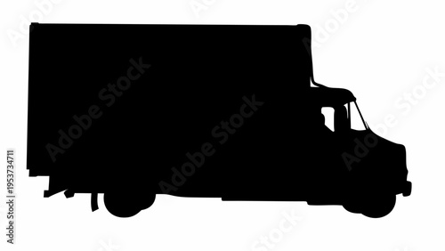 Refrigerated truck silhouette for food delivery services on a white background
