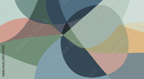 Abstract composition of overlapping translucent colored shapes