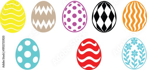 Vibrant easter eggs on white background celebrating happy easter sunday with colorful patterns and designs