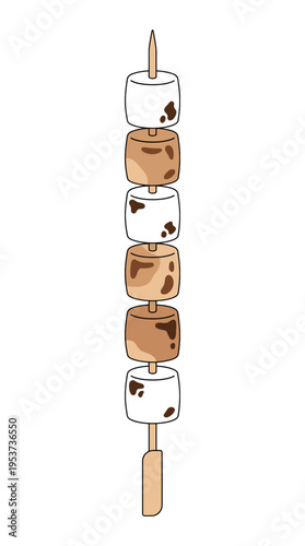 A skewer of toasted marshmallows, a delicious treat