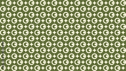 Geometric Green Pattern with Circles and Plus Signs