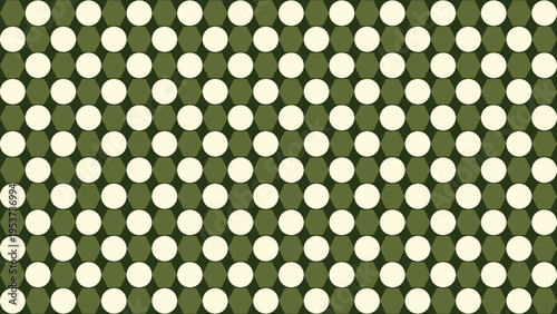 Retro Circles Seamless Pattern in Olive Green