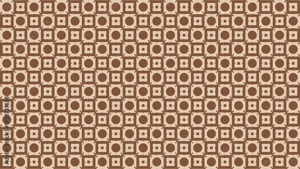 Fototapeta premium Seamless Brown Geometric Pattern with Circles and Squares