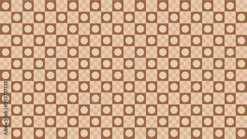 Brown Tones Checkered Pattern with Circle Accents