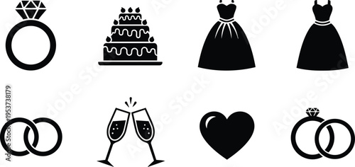 Wedding Celebration and Marriage Icons