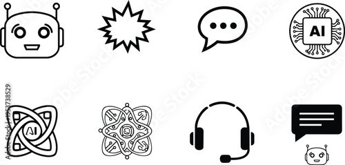 AI Communication and Virtual Assistant Glyph Icons