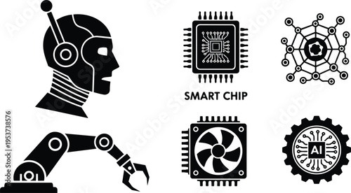 Robotics, Smart Chips, and Automation Icons