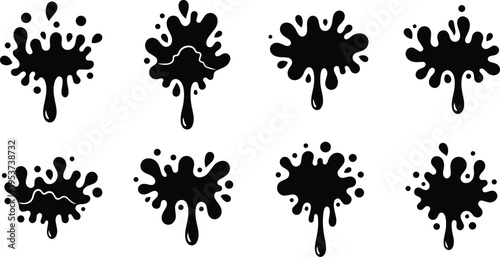 Black Liquid Paint Drip and Splatter Icons