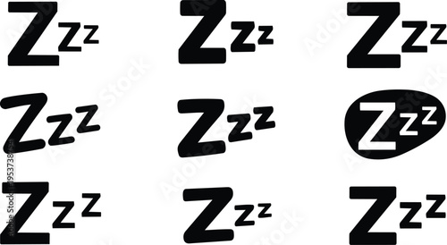 Zzz Lettering and Sleep Symbols