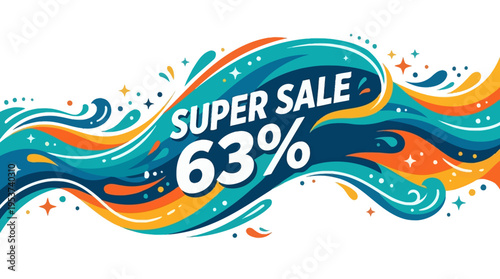 Super Sale Banner with 63% Discount in Abstract Style