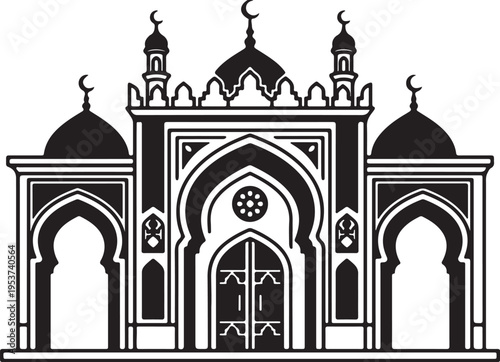 Taj Mahal Vector Silhouette Illustration in Agra India Landmark Architecture