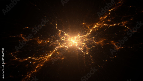 a burst of yellow and orange lightning, radiating outwards from the center in an explosion effect.