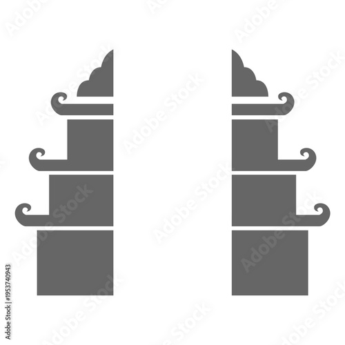 Balinese Temple Gate Silhouette Illustration