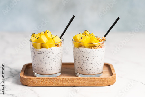 Wallpaper Mural Chia pudding with Mango and Granola in Glass Torontodigital.ca