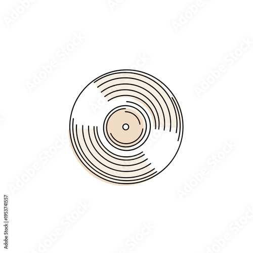 Vinyl record with grooves on a white background  