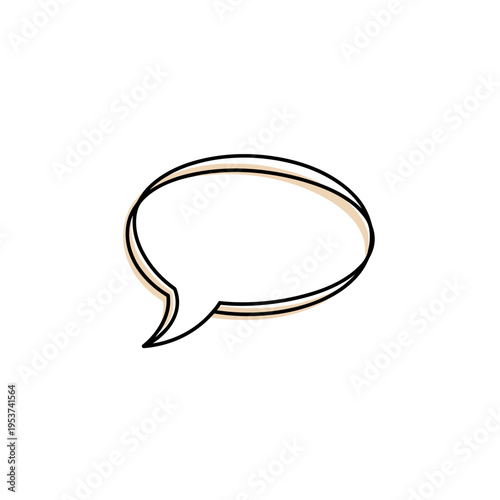 Outline of a speech bubble in simple black and gold design  