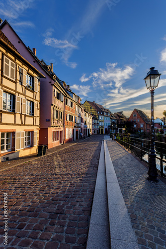 Colourful half-timbered houses at the Quai de la Poissonnerie at the river Lauch in Colmar, Alsace, France.