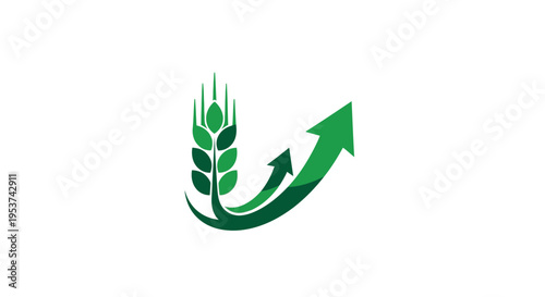 Agricultural Growth Concept with Wheat and Upward Arrow