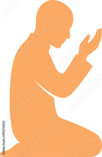 The man is praying to Allah religion islamic