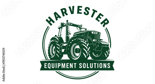 Agricultural Machinery Illustration with Circular Design Element
