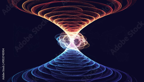 A vibrant, glowing, swirling vortex graphic with colorful, radiant lines and a mesmerizing, psychedelic design.