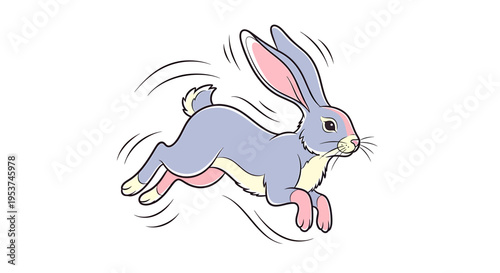 A cartoon rabbit is running quickly.