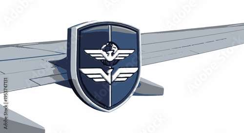 Aircraft Wing Detail with Emblem - Modern Aviation Symbolism