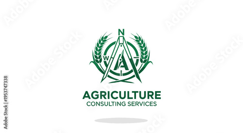 Agricultural Surveying and Consulting Logo Design with Wheat Elements