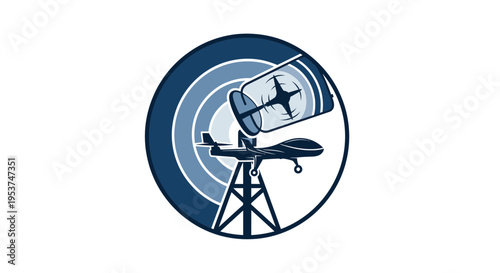 Air Traffic Control System with Radar and Airplane Illustration