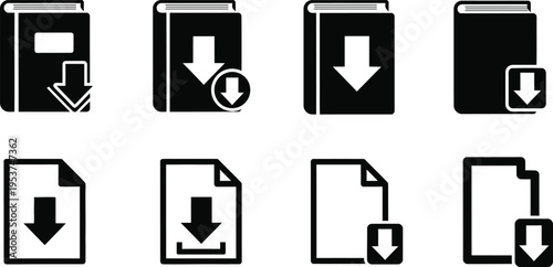 Silhouette bundle icons for download and file management concepts