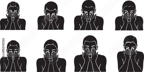 Various Emotions of a Person in Black Silhouette