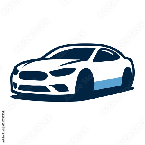 Logo concesionario de coches. Dibujo con líneas de la vista en perspectiva de un vehículo de lujo 